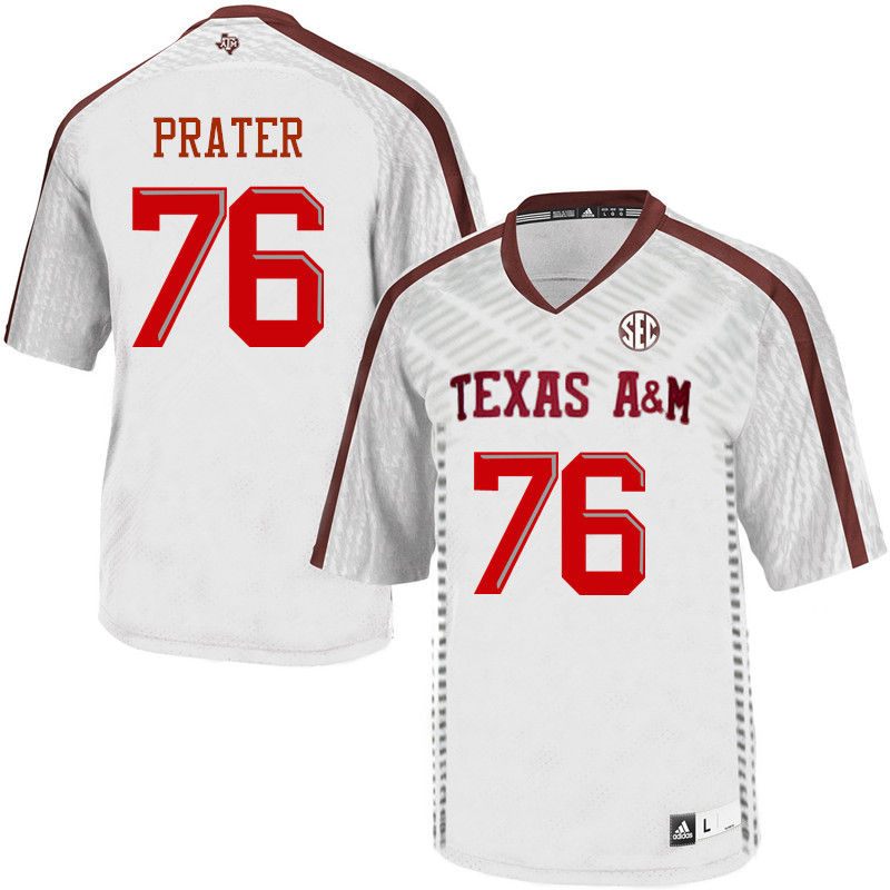 Men #76 Colton Prater Texas A&M Aggies College Football Jerseys-White - Click Image to Close